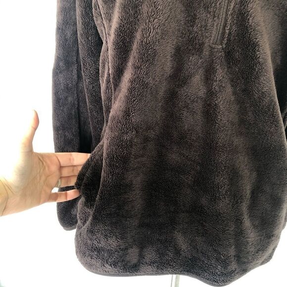 Nike ACG 1/2 Zip Fleece Jacket Brown Warm Hooded Women Size Large Pullover - Picture 7 of 14